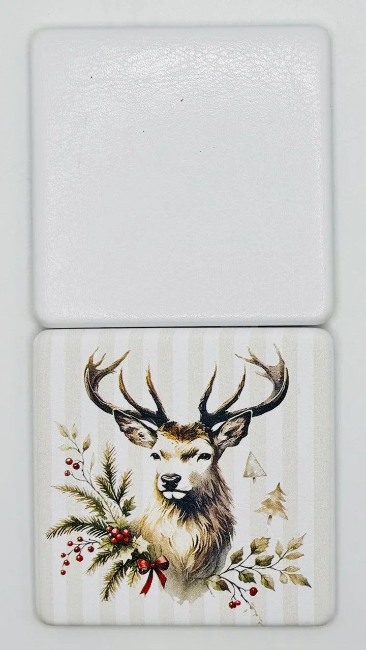 Winter Deer bead case front and plain white back