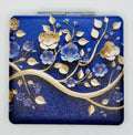 Closed Blue and Gold Flowers On Blue bead case with blue and gold flowers and winding golden branches