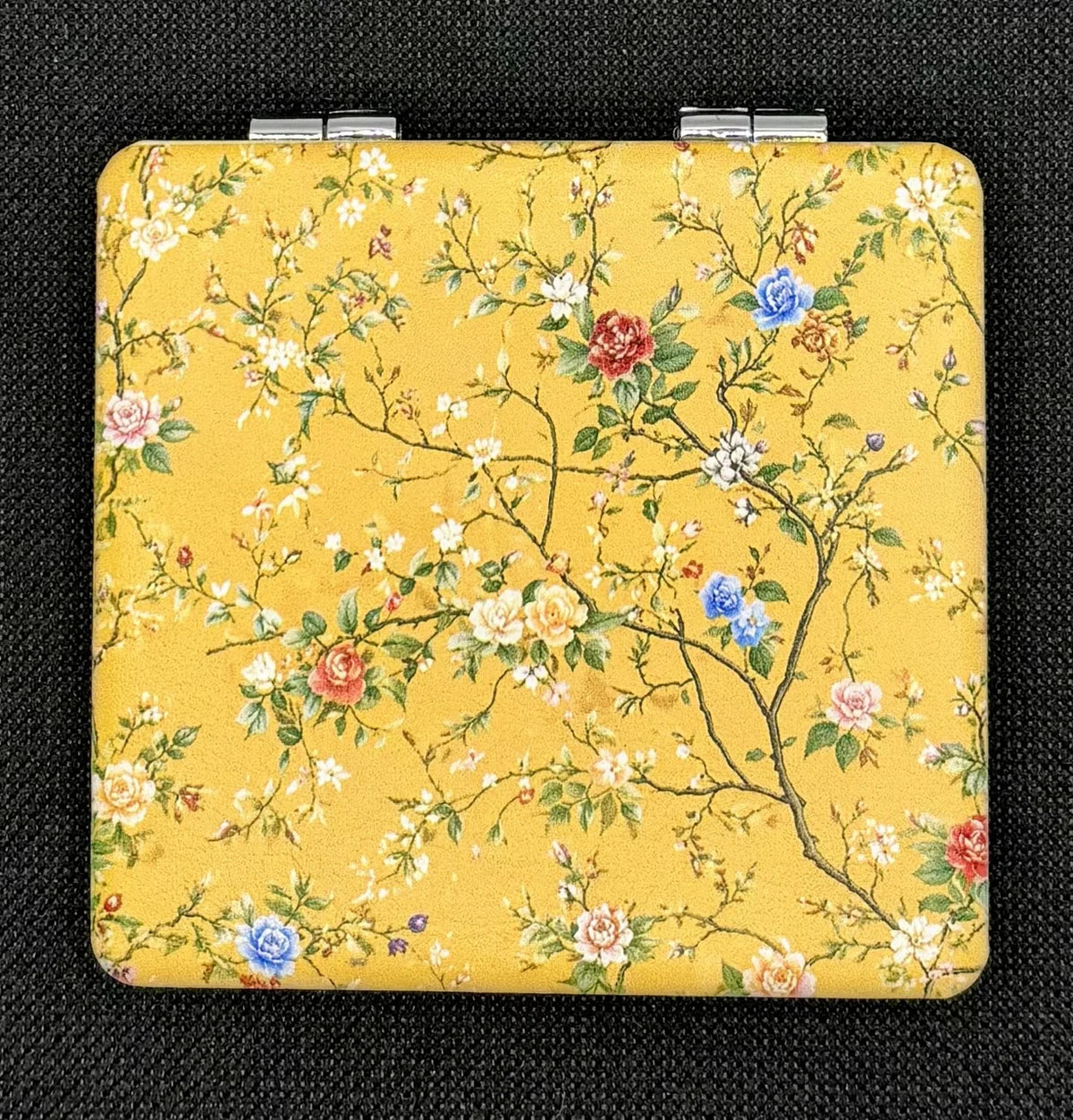 Closed Flower Vines on Yellow Background bead case on dark fabric