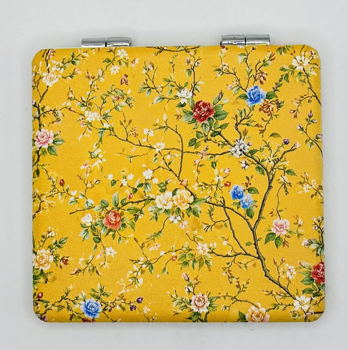 Closed Flower Vines on Yellow Background bead case with delicate multicolored blossoms on a bright yellow background