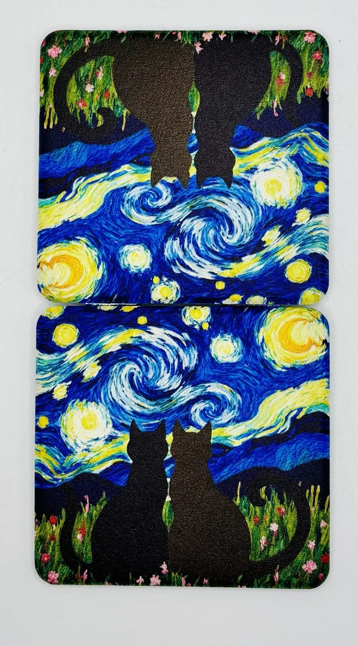 Side view of the Two Cats Watching Swirly Sky bead case