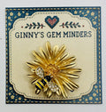 Enamel daisy with bee needle minder on Ginny’s Gem Minders display card