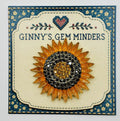 Crystal sunflower needle minder on Ginny’s Gem Minders display card