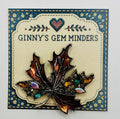Bronze crystal leaf needle minder on Ginny’s Gem Minders display card