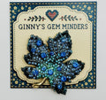 Blue crystal leaf needle minder on Ginny’s Gem Minders display card