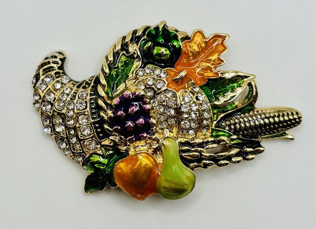 Cornucopia Layout Beautiful Enamel and Crystal Cornucopia Needle Minder – Ginnys Gem ...