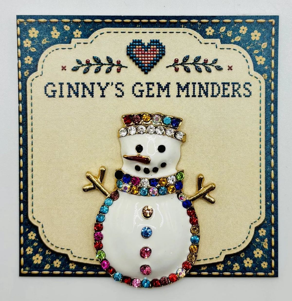 Snowman needle minder on Ginny’s Gem Minders display card