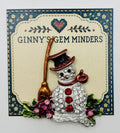 Snowman with broom needle minder on Ginny’s Gem Minders display card