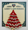 Red enamel tree with crystals needle minder on Ginny’s Gem Minders display card