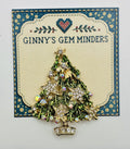 Green tree with crystal stars needle minder on Ginny’s Gem Minders display card