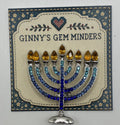 Crystal menorah needle minder on Ginny’s Gem Minders display card