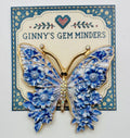 Blue enamel butterfly needle minder on Ginny’s Gem Minders display card