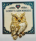 Gorgeous Cream and Gold Owl with Crystals Needle Minder