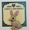 Gorgeous Crystal Bunny Rabbit Needle Minder on display card