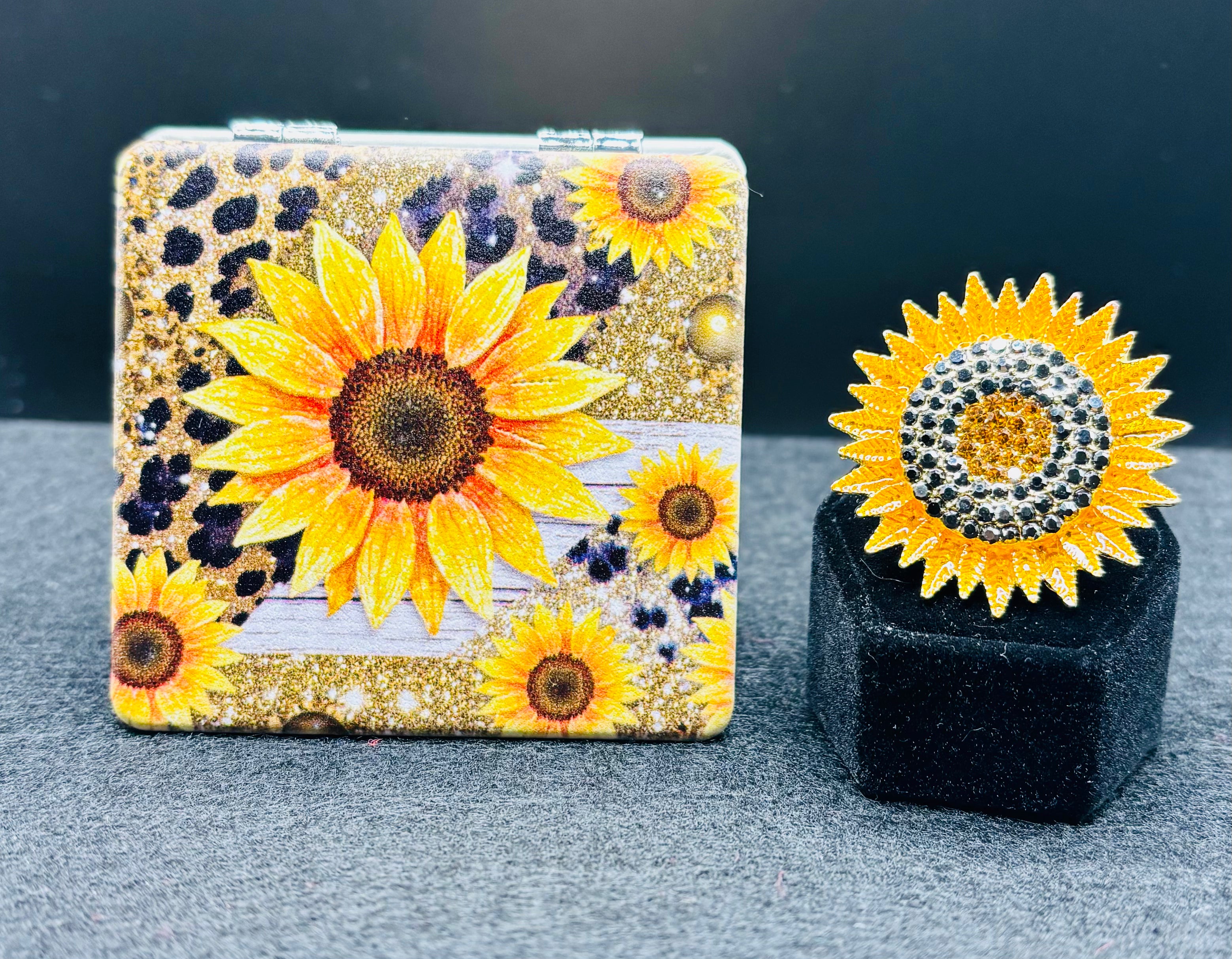 Beautiful Sunflower Bead Case and Sunflower Needle Minder Gift Set