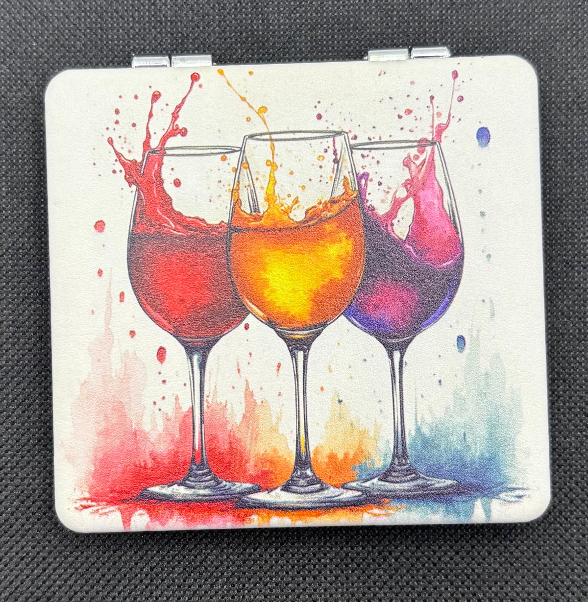 Adorable Wine Glasses Bead Case on dark fabric