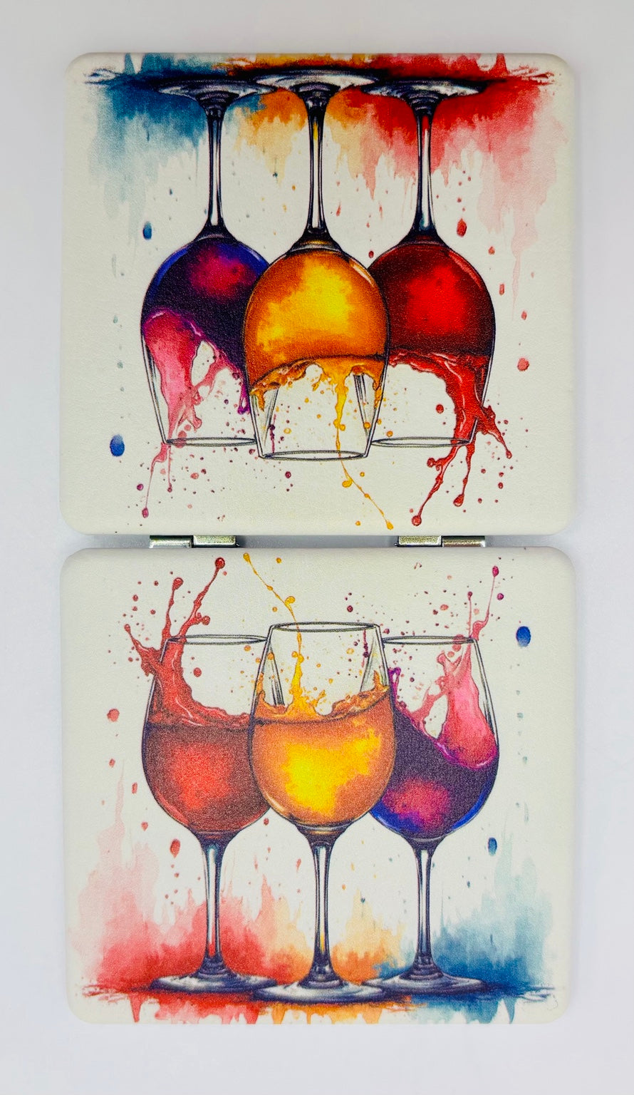 Adorable Wine Glasses Bead Case showing both decorated panels