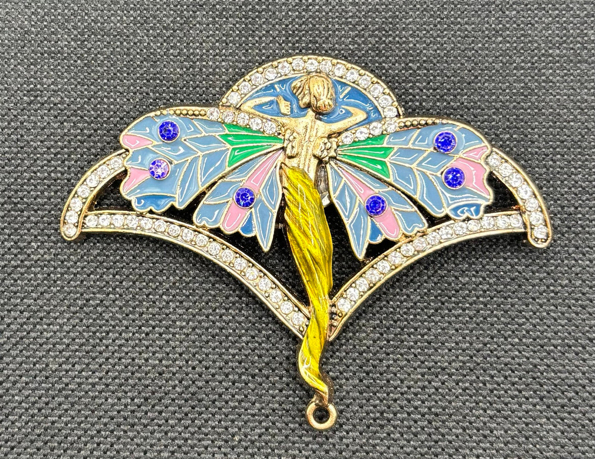 Unique Beautiful Art Nouveau Needle Minder — dark fabric