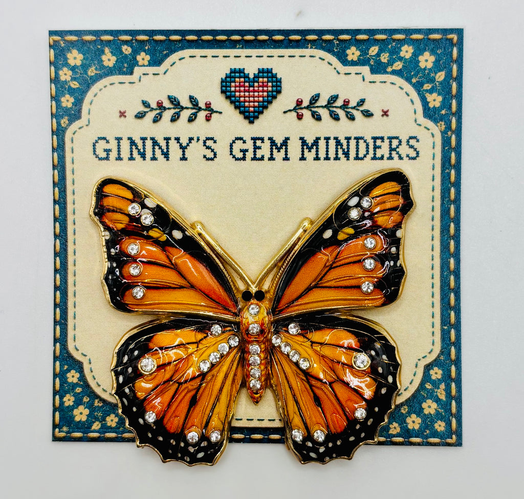 Beautiful Black/Orange Monarch Butterfly Needle Minder on display card