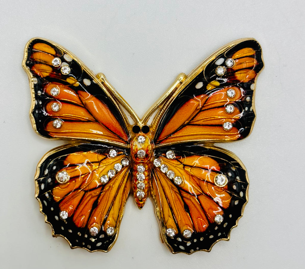 Beautiful Black/Orange Monarch Butterfly Needle Minder on white background