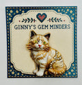 Cream tabby cat kitty needle minder on display card