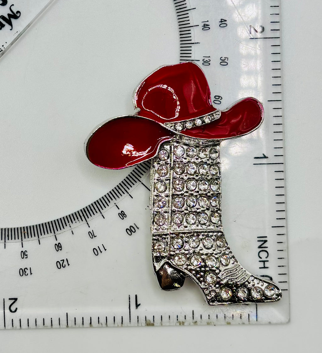 Crystal Cowgirl Boot with Red Hat Needle Minder — ruler