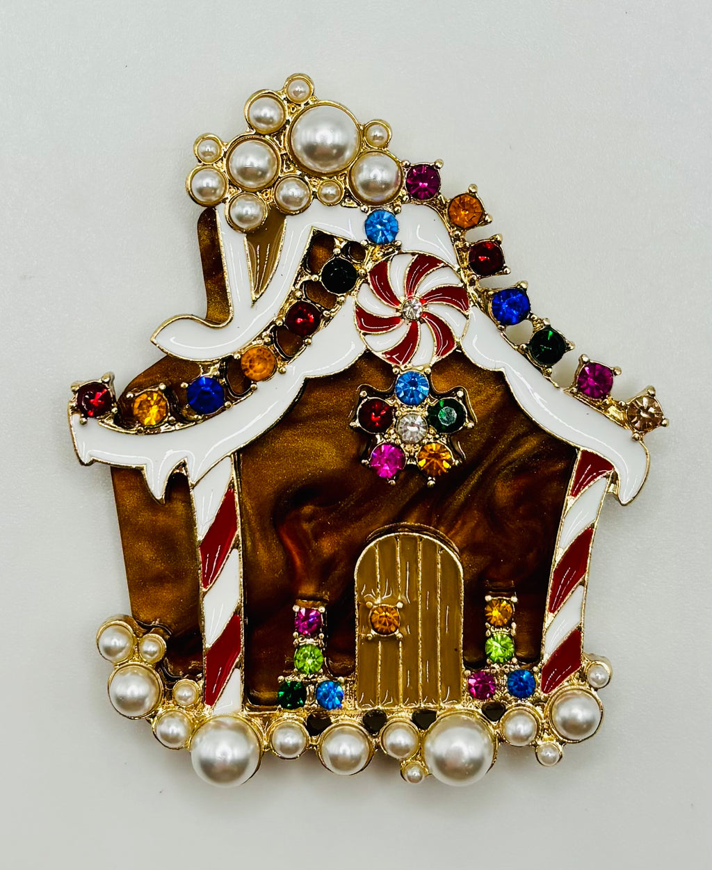 Stunning Crystal Gingerbread House Needle Minder on white background