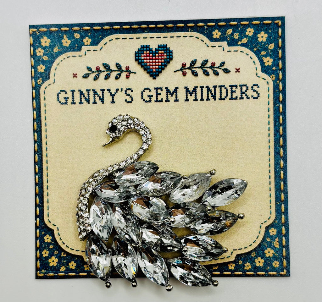 Crystal swan needle minder — display card