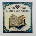 Enamel and Crystal Books Needle Minder — display card