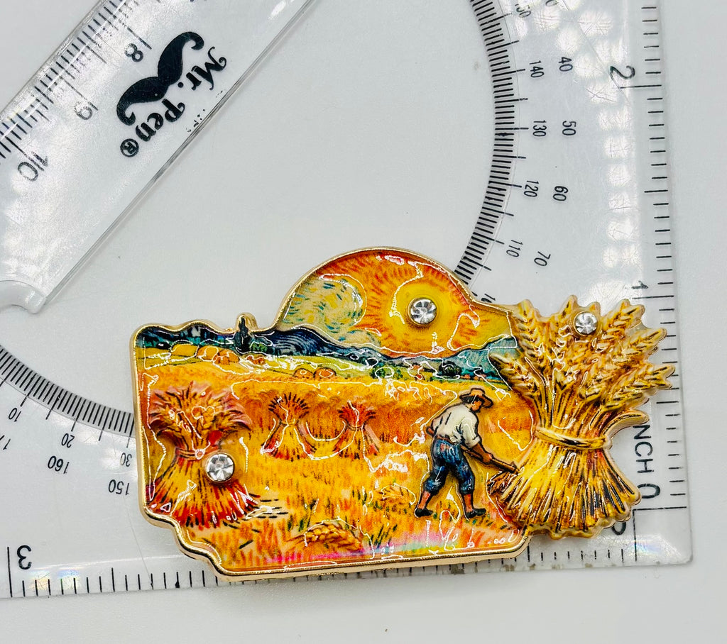Beautiful Enamel Impressionist Needle Minder — ruler