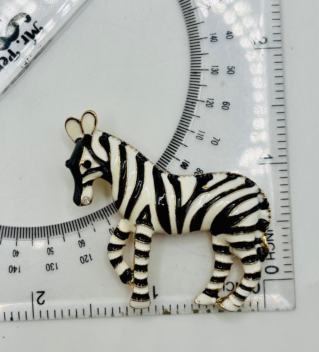 Enamel zebra needle minder beside ruler for scale