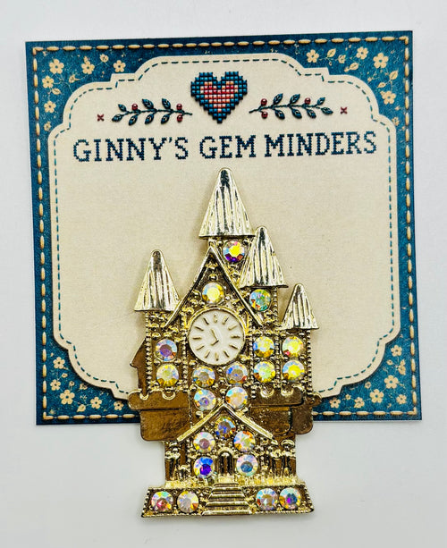 Beautiful Gold and Crystal Cinderella’s Castle Needle Minder — display card