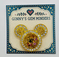 Beautiful Gold and Crystal M. Mouse Head Needle Minder — display card