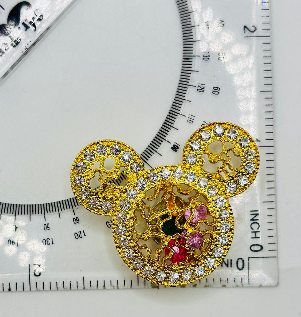 Beautiful Gold and Crystal M. Mouse Head Needle Minder — ruler