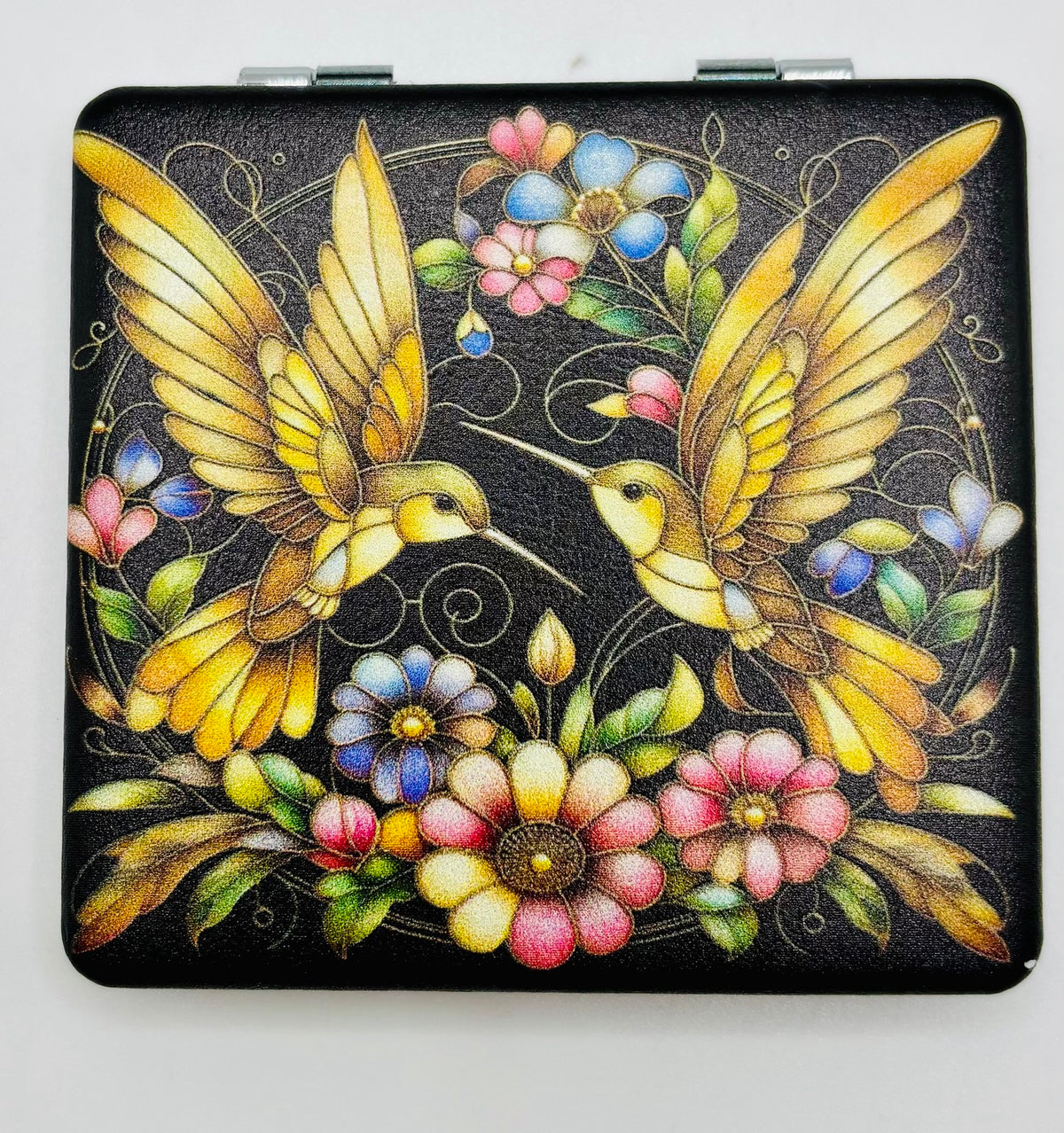 Golden Hummingbirds on Flowers Bead Case on white background
