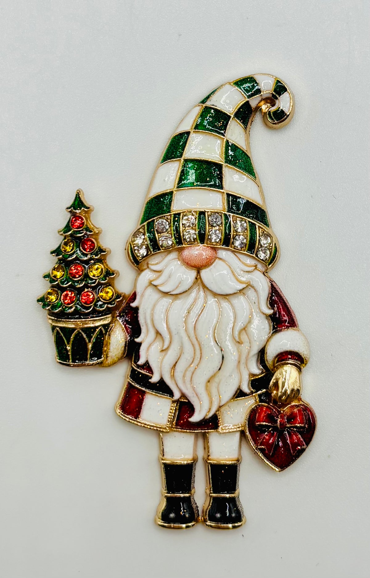 Lovely Green Hat Gnome Needle Minder on white background