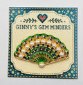 Lovely Green and Pearl Fan Needle Minder — display card