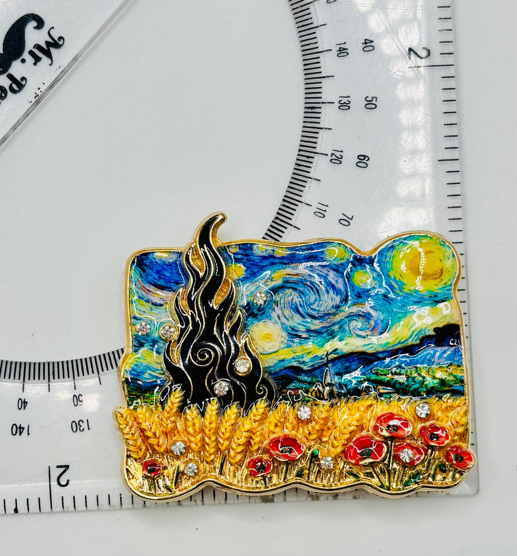 Spectacular Enamel Impressionist Starry Sky Needle Minder — ruler