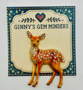 Jeweled doe deer needle minder on display card