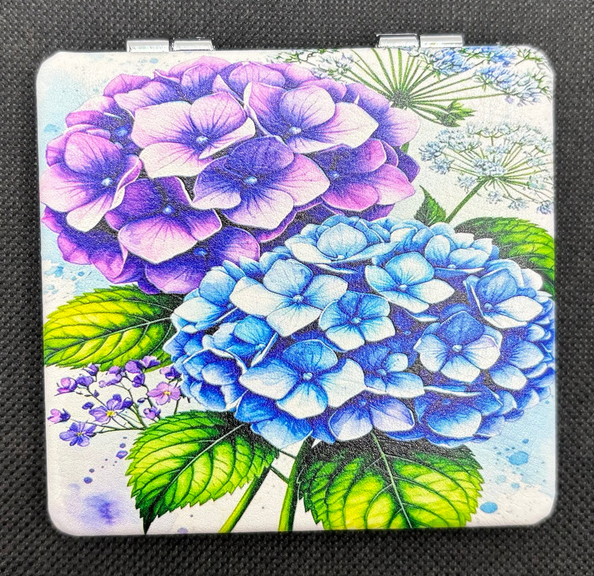 Lovely Lavender and Blue Hydrangeas Bead Case on dark fabric