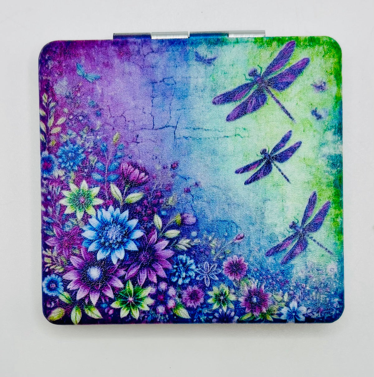 Pretty Lavender Flowers and Dragonflies Bead Case on white background