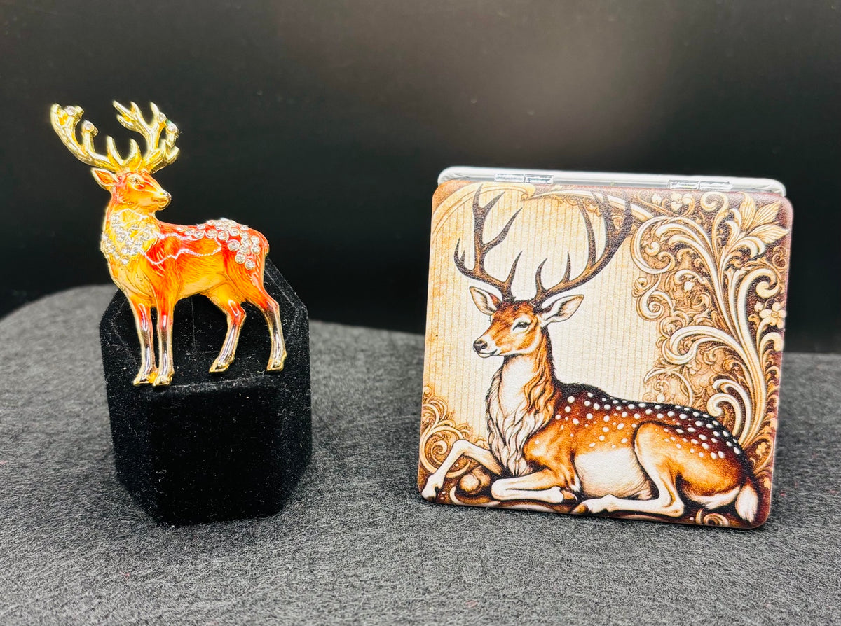 Matching Deer Bead Case and Needle Minder Set