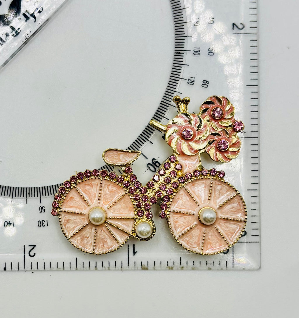 Very Pretty Pink Enamel Bicycle Needle Minder — ruler