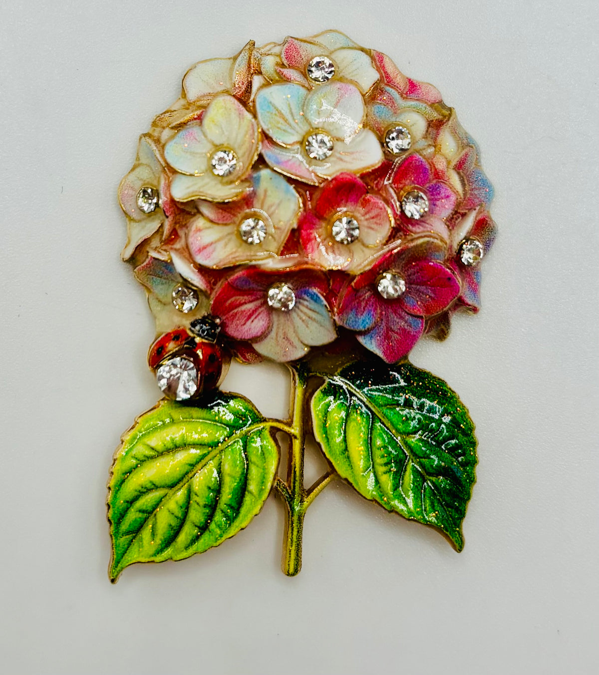 Stunning Pink Hydrangea Needle Minder on white background