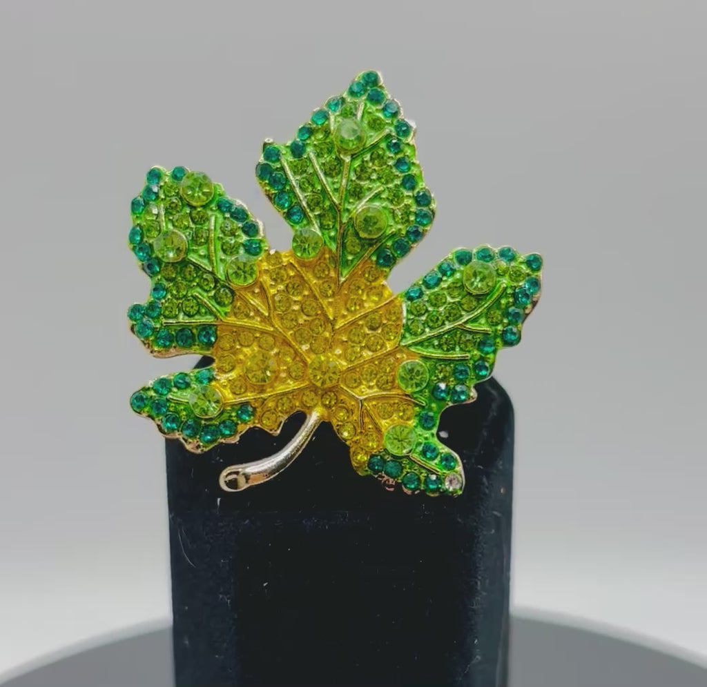 Stunning Green/Yellow Crystal Leaf Needle Minder