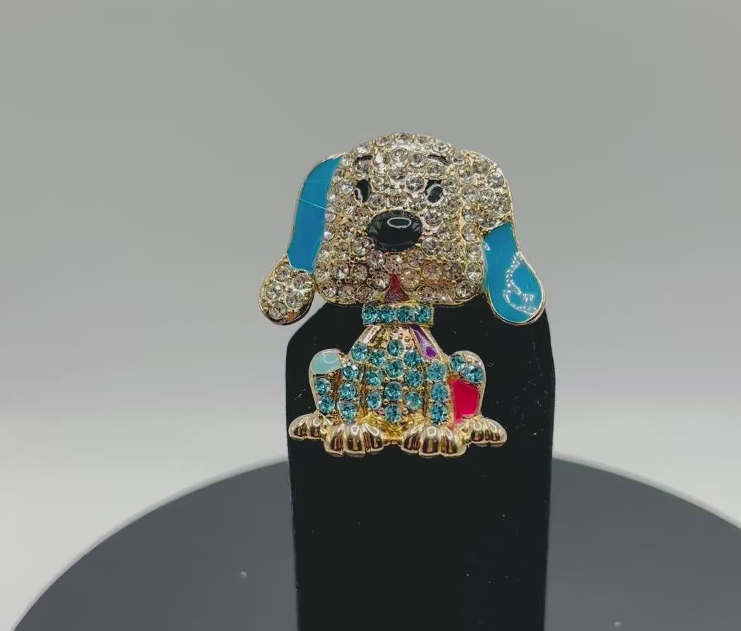 Cute Large Blue Crystal Dog Needle Minder