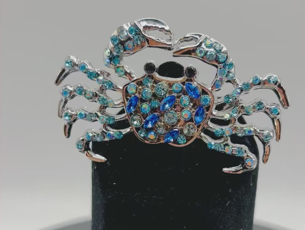 Stunning Crystal Blue Crab Needle Minder