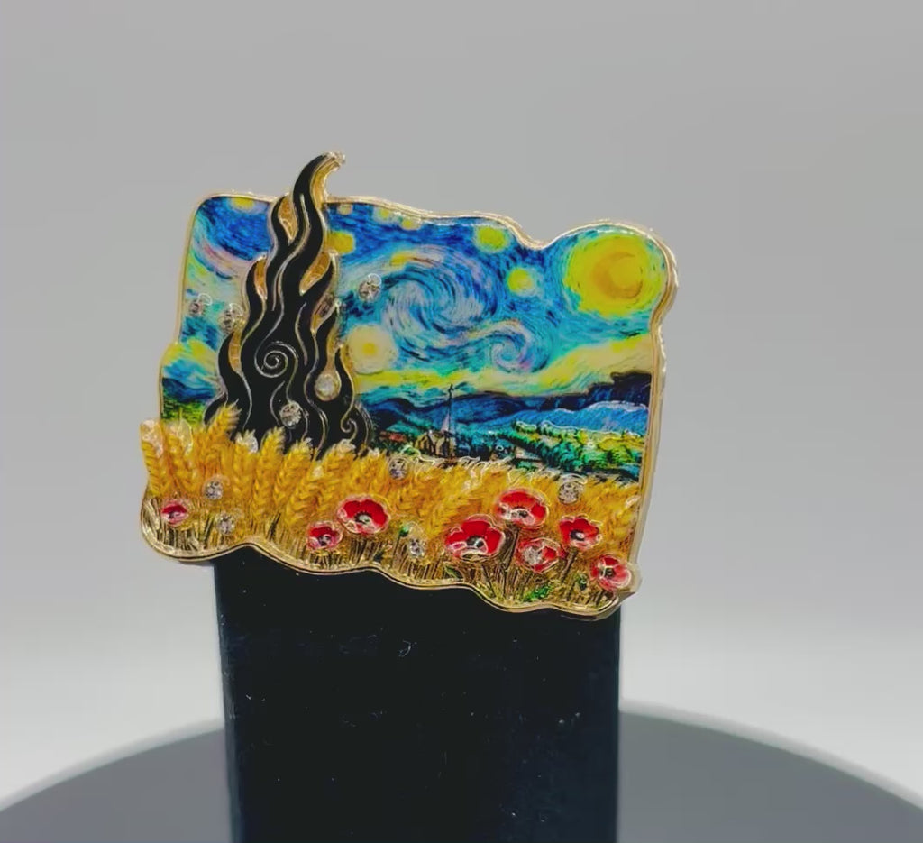 Spectacular Enamel Impressionist Starry Sky Needle Minder