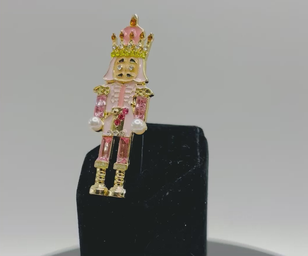 Beautiful Pink Crystal Nutcracker Needle Minder