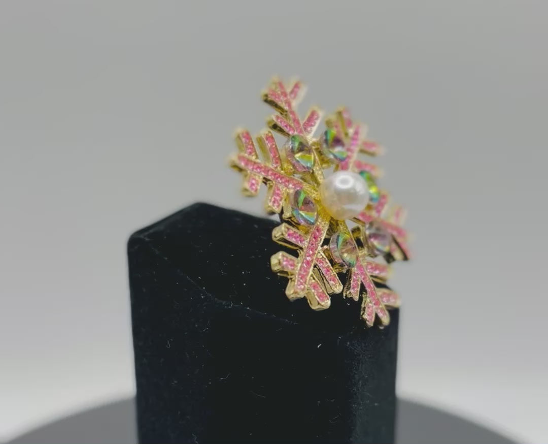Stunning Pink Snowflake Needle Minder